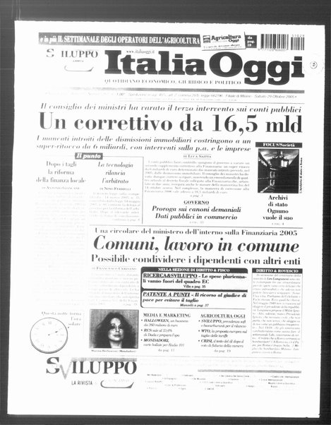 Italia oggi : quotidiano di economia finanza e politica